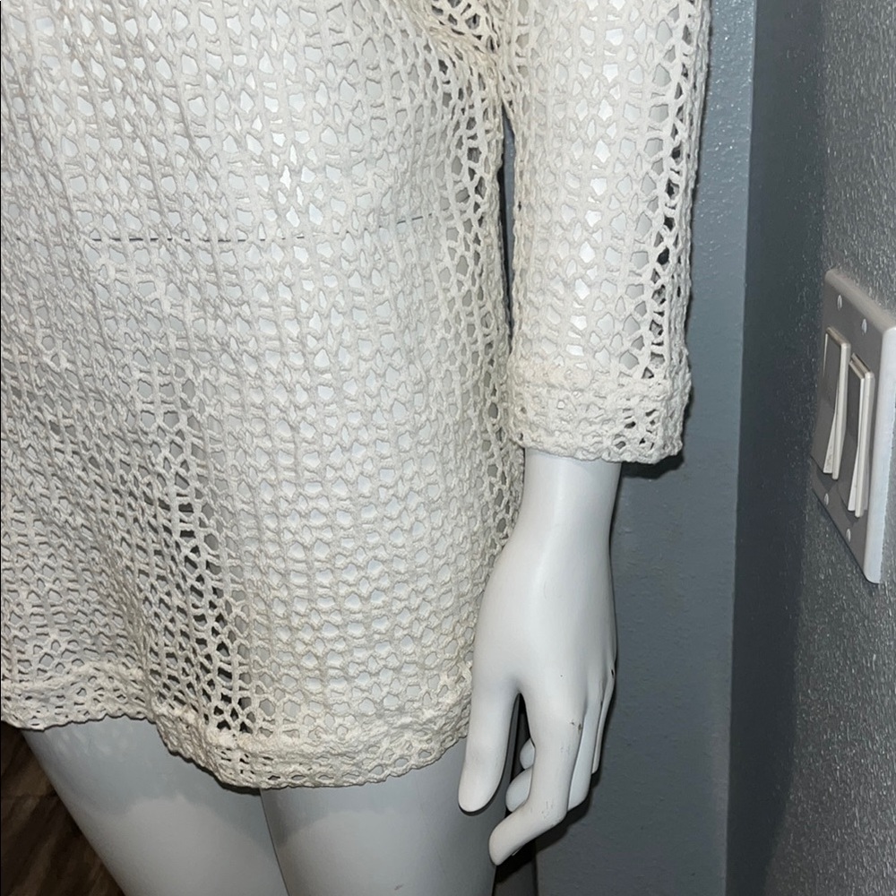 Chic Off-Shoulder Cream Sweater with Star Accents VINTAGE! Size large - Picture 8 of 13